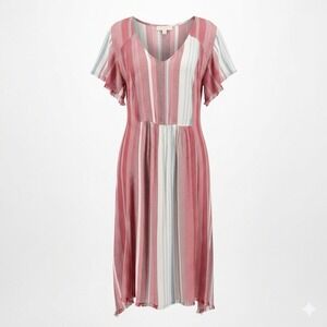 True Craft Dress Size OX (14-16W) Top Stripped Fringe Hem Boho Revival Peasant